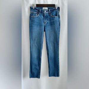 Abercrombie Curve Love 90s Straight Jeans Raw Hem Medium Wash Size 25